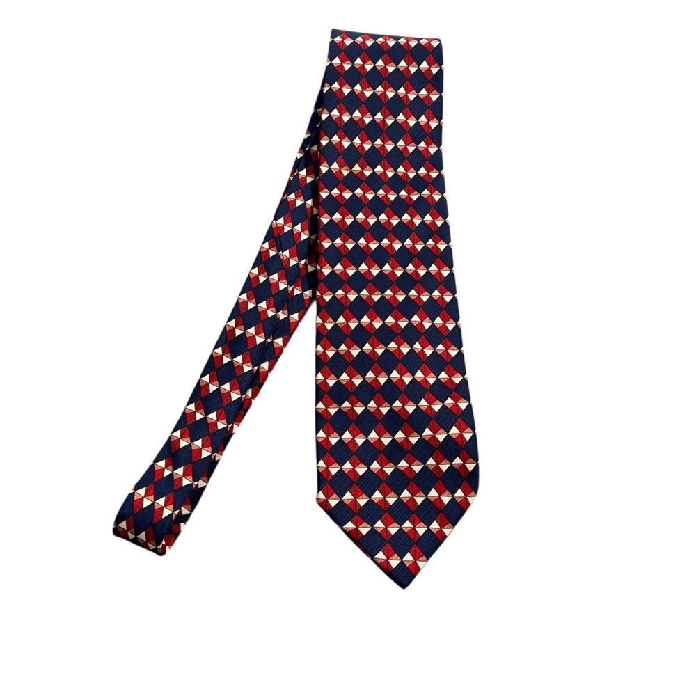 Ermenegildo Zegna Red, Blue, Ivory 100% Italian Silk Men's Tie Patriotic Colors
